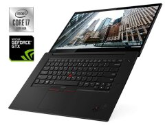 Игровой ультрабук Б-класс Lenovo ThinkPad X1 Extreme Gen 3 / 15.6" (1920x1080) IPS / Intel Core i7-10850H (6 (12) ядер по 2.7 - 5.1 GHz) / 32 GB DDR4 / 512 GB SSD / nVidia GeForce GTX 1650 Max-Q, 4 GB GDDR6, 128-bit / WebCam / Win 11 Pro