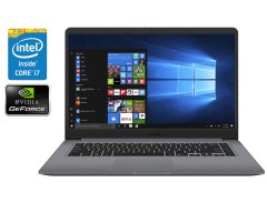 Ультрабук Б-клас Asus VivoBook F510UR / 15.6" (1920x1080) TN / Intel Core i7-8550U (4 (8) ядра по 1.8 - 4.0 GHz) / 8 GB DDR4 / 256 GB SSD / nVidia GeForce 930MX, 2 GB DDR3, 64-bit / WebCam / Win 10 Home