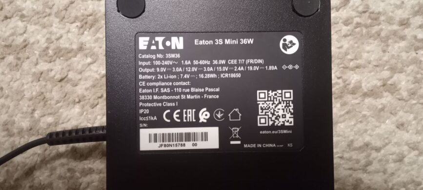 ДБЖ Eaton 3s mini / 230 V / 72 V&middot;А / 36W / 1 вихід / 1x IEC 320 C13