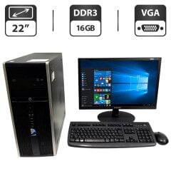 Комплект ПК: HP Compaq 8300 Elite Convertible Tower / Intel Core i5-3470 (4 ядра по 3.2 - 3.6 GHz) / 16 GB DDR3 / 500 GB HDD / Intel Graphics + Монитор Б-класс Samsung SyncMaster E2220NW / 22" (1680x1050) TN / VGA + Клавиатура, мышка, кабели
