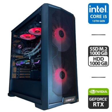 Збірка під замовлення: новий ігровий ПК Lian Li LanCool 215 Tempered Glass Tower / Intel Core i5-13400F (10 (16) ядер по 1.8 - 3.6 GHz) / 32 GB DDR4 / 1000 GB SSD M.2 + 1000 GB HDD / nVidia GeForce RTX 3090, 24 GB GDDR5X, 384-bit / 850W