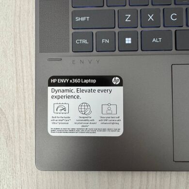 Ультрабук-трансформер HP Envy x360 15-fe1073cl / 15.6" (1920x1080) IPS Touch / Intel Core Ultra 7 155U (12 (14) ядер по 1.7 - 4.8 GHz) / 32 GB DDR5 / 1000 GB SSD NVMe / Intel Graphics / WebCam