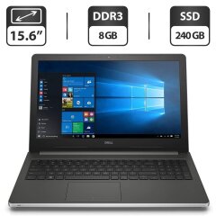 Ноутбук Б-класс Dell Inspiron 15 5559 / 15.6" (1366x768) TN / Intel Core i5-6200U (2 (4) ядра по 2.3 - 2.8 GHz) / 8 GB DDR3 / 240 GB SSD / Intel HD Graphics 520 / WebCam / HDMI