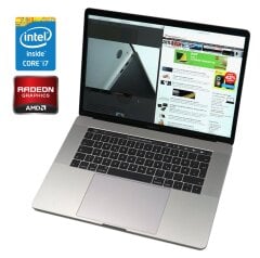 Ультрабук Б-клас Apple MacBook Pro 15 A1707 (2017) / 15.4" (2880x1800) IPS / Intel Core i7-7700HQ (4 (8) ядра по 2.8 - 3.8 GHz) / 16 GB DDR4 / 256 GB SSD / AMD Radeon Pro 555, 2 GB GDDR5, 128-bit / WebCam / MacOS