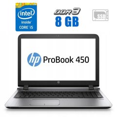Игровой ноутбук HP ProBook 450 G3 / 15.6" (1366x768) TN / Intel Core i5-6200U (2 (4) ядра по 2.3 - 2.8 GHz) / 8 GB DDR3 / 240 GB SSD / AMD Radeon R7 M340, 2 GB DDR3, 128-bit / WebCam