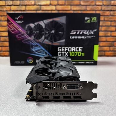 Дискретна відеокарта Asus ROG Strix GeForce GTX 1070 Ti Gaming Advanced, 8 GB GDDR5, 256-bit / 1x DVI, 2x HDMI, 2x DisplayPort / Коробка / (ROG-STRIX-GTX1070TI-A8G-GAMING)