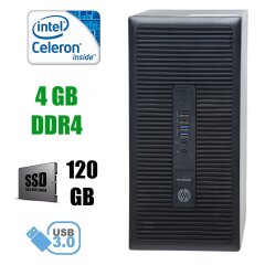 HP ProDesk 600 G2 MT / Intel Celeron G3900 (2 ядра по 2.8GHz) / 4 GB DDR4 / 120 GB SSD / DisplayPort, USB 3.0