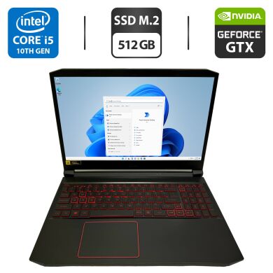 Игровой ноутбук Acer Nitro 5 / 15.6" (1920x1080) IPS / Intel Core i5-10300H (4 (8) ядра по 2.5 - 4.5 GHz) / 16 GB DDR4 / 512 GB SSD M.2 / nVidia GeForce GTX 1650, 4 GB GDDR5, 128-bit / WebCam / HDMI