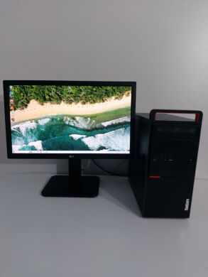 Комплект: Lenovo ThinkCentre M800 Tower / Intel Core i5-6400 (4 ядра по 2.7 - 3.3 GHz) / 16 GB DDR4 / 120 GB SSD + 500 GB HDD / AMD Radeon R7 450, 4 GB GDDR5, 128-bit / 350W / DVD-ROM + Монитор LG 24MB37PM-B / 24" (1920x1080) IPS + Кабели DVI и питания