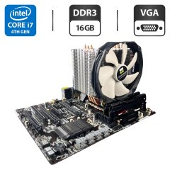 Комплект: Материнская плата ASRock Z87 Extreme4 / Intel Core i7-4790K (4 (8) ядра по 4.0 - 4.4 GHz) + Кулер Thermalright / 16 GB DDR3 / Socket LGA 1150 / Задняя заглушка