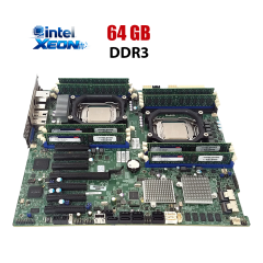 Комплект: материнська плата Supermicro MBD-X9DRH-7F / 2x Xeon E5-2695 v2 (12 (24) ядра по 2.40 - 3.2 GHz) / 64 GB DDR3 / LGA2011 / 2x рамки кріплення