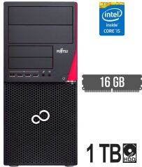 Компьютер Fujitsu Esprimo P720 E90+ Tower / Intel Core i5-4590 (4 ядра по 3.3 - 3.7 GHz) / 16 GB DDR3 / 1000 GB HDD / Intel HD Graphics 4600 / DisplayPort / DVI