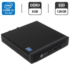 Комп'ютер HP EliteDesk 800 G1 Desktop Mini USFF / Intel Core i5-4590T (4 ядра по 2.0 - 3.0 GHz) / 8 GB DDR3 / 128 GB SSD / Intel HD Graphics 4600 / VGA + Блок живлення