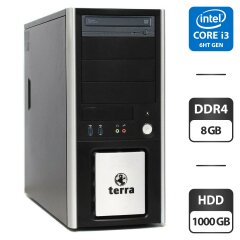 Комп'ютер Terra Tower / Intel Core i3-6100 (2 (4) ядра по 3.7 GHz) / 8 GB DDR4 / 1000 GB HDD / Intel HD Graphics 530 / DVD-ROM / 400W