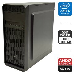 Компьютер Vinga CS210B Black Tower / Intel Core i7-4790S (4 (8) ядра по 3.2 - 4.0 GHz) / 16 GB DDR3 / 240 GB SSD + 1000 GB HDD / AMD Radeon RX 570, 4 GB GDDR5, 256-bit / 400W