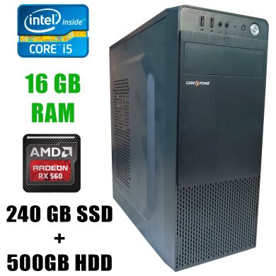 Игровой ПК Logic Power LP2008 / Intel® Core™ i5-3470 (4 ядра по 3.20 - 3.60GHz) / 16GB DDR3 / 240GB SSD+500GB HDD / Radeon RX560 4GB GDDR5 128 bit
