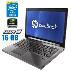 Мобільна робоча станція HP EliteBook 8760w / 17.3" (1920x1080) TN / Intel Core i7-2820QM (4 (8) ядра по 2.3 - 3.4 GHz) / 16 GB DDR3 / 256 GB SSD + 500 GB HDD / nVidia Quadro 3000M, 2 GB GDDR5, 256-bit / WebCam / DVD-RW