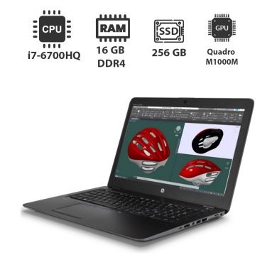 Мобільна робоча станція HP ZBook 15 G3 / 15.6" (1920x1080) TN / Intel Core i7-6700HQ (4 (8) ядра по 2.6 - 3.5 GHz) / 16 GB DDR4 / 256 GB SSD / nVidia Quadro M1000M, 2 GB GDDR5, 128-bit / WebCam