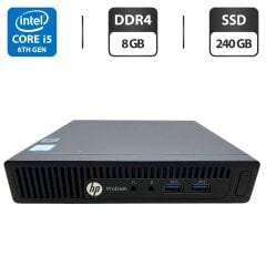 Неттоп HP EliteDesk 400 G2 Desktop Mini USFF / Intel Core i5-6500T (4 ядра по 2.5 - 3.1 GHz) / 8 GB DDR4 / 240 GB SSD / Intel UHD Graphics 630 / Блок питания