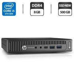 Неттоп HP EliteDesk 800 G2 USFF / Intel Core i5-6500T (4 ядра по 2.5 - 3.1 GHz) / 8 GB DDR4 / 500 GB SSD NEW / Intel HD Graphics 530 / VGA / Windows 11 Pro + Блок питания