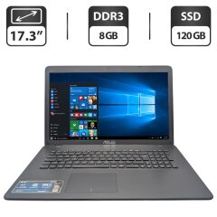 Ноутбук Asus F751M / 17.3" (1600x900) TN / Intel Celeron N2940 (4 ядра по 1.83 - 2.25 GHz) / 8 GB DDR3 / 120 GB SSD / Intel HD Graphics / WebCam / DVD-ROM