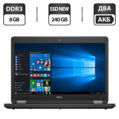 Ноутбук Dell Latitude E5440 / 14" (1366x768) TN / Intel Core i3-4030U (2 (4) ядра по 1.9 GHz) / 8 GB DDR3 / 240 GB SSD NEW / Intel HD Graphics 4400 / WebCam / Два АКБ / Windows 10 Pro