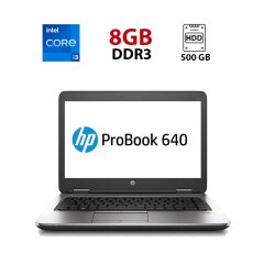 Ноутбук HP ProBook 640 G1 / 14" (1600x900) TN / Intel Core i3-4000M (2 (4) ядра по 2.4 GHz) / 8 GB DDR3 / 500 GB HDD / Intel HD Graphics 4400 / WebCam