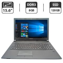 Ноутбук Lenovo B50-70 / 15.6" (1366x768) TN / Intel Pentium 3558U (2 ядра по 1.7 GHz) / 8 GB DDR3 / 120 GB SSD / Intel HD Graphics / WebCam / DVD-ROM