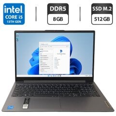 Ноутбук Lenovo IdeaPad Slim 3 15IRU8 / 15.6" (1920x1080) IPS / Intel Core i5-1334U (10 (12) ядер по 3.4 - 4.6 GHz) / 8 GB DDR5 / 512 GB SSD M.2 / Intel Iris Xe Graphics / WebCam