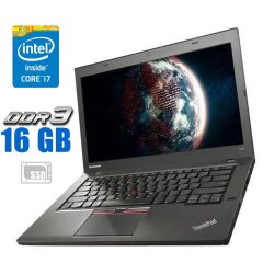 Ноутбук Lenovo ThinkPad T450 / 14" (1366x768) TN / Intel Core i7-5600U (2 (4) ядра по 2.6 - 3.2 GHz) / 16 GB DDR3 / 256 GB SSD / Intel HD Graphics 5500 / WebCam / Windows 10 Pro / Два АКБ