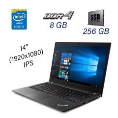 Ультрабук Б-клас Lenovo ThinkPad T480s / 14" (1920x1080) IPS / Intel Core i5-8350U (4 (8) ядра по 1.7 - 3.6 GHz) / 8 GB DDR4 / 256 GB SSD / Intel UHD Graphics 620 / WebCam / HDMI / Windows 10 Pro