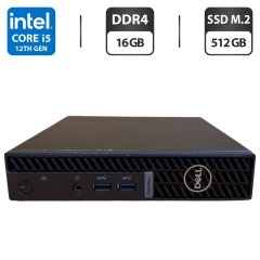 Неттоп Dell OptiPlex 7010 Micro USFF / Intel Core i5-12500T (6 (12) ядер по 2.0 - 4.4 GHz) / 16 GB DDR4 / 512 GB SSD M.2 / Intel UHD Graphics 770 / Блок питания