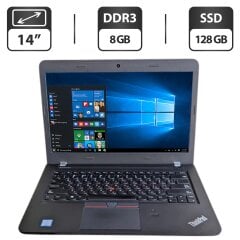 Ноутбук Б-клас Lenovo ThinkPad E460 / 14" (1366x768) TN / Intel Core i5-6200U (2 (4) ядра по 2.3 - 2.8 GHz) / 8 GB DDR3 / 128 GB SSD / Intel HD Graphics 520 / WebCam