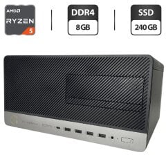 Компьютер HP EliteDesk 705 G4 Tower / AMD Ryzen 5 Pro 2400G (4 (8) ядра по 3.6 - 3.9 GHz) / 8 GB DDR4 / 240 GB SSD / AMD Radeon RX Vega 11 Graphics