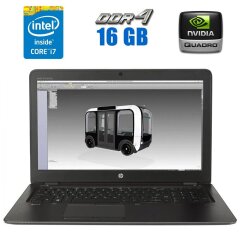 Мобільна робоча станція HP Zbook 15 G4 / 15.6" (1920x1080) IPS / Intel Core i7-7700HQ (4 (8) ядра по 2.8 - 3.8 GHz) / 16 GB DDR4 / 240 GB SSD / nVidia Quadro M2200, 4 GB GDDR5, 128-bit / WebCam / HDMI