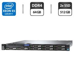 Сервер Dell PowerEdge R430 1U Rack / 2x Intel Xeon E5-2630 v3 (8 (16) ядер по 2.4 - 3.2 GHz) / 64 GB DDR4 / 2x 512 GB SSD / iDRAC8 with Lifecycle Controller / 2x 550W
