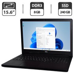 Ноутбук Б-класс Dell Vostro 15 3559 / 15.6" (1366x768) TN / Intel Core i5-6200U (2 (4) ядра по 2.3 - 2.8 GHz) / 8 GB DDR3 / 240 GB SSD / Intel HD Graphics 520 / WebCam / Windows 11 Pro