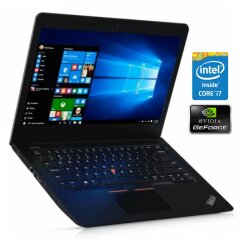 Ноутбук Б-класс Lenovo ThinkPad E470 / 14" (1920x1080) TN / Intel Core i7-7500U (2 (4) ядра по 2.7 - 3.5 GHz) / 16 GB DDR4 / 256 GB SSD / nVidia GeForce 940MX, 2 GB GDDR5, 64-bit / WebCam / Win 10 Pro