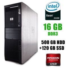 HP Z600 Tower / 2x Intel® Xeon® X5550 (4(8)ядер по 2.66 - 3.06GHz) / 16GB DDR3 / 500GB HDD+120GB SSD / Radeon RX 480 8GB