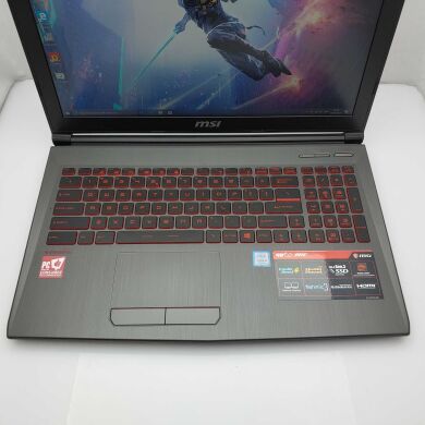 Ігровий ноутбук MSI GV62 8RE / 15.6" (1920х1080) IPS / Intel Core i5-8300H (4 (8) ядра по 2.3 - 4.0 GHz) / 16 GB DDR4 / 256 GB SSD+1 TB HDD / nVidia GeForce GTX 1060, 3 GB GDDR5, 192-bit / WebCam / NO ODD