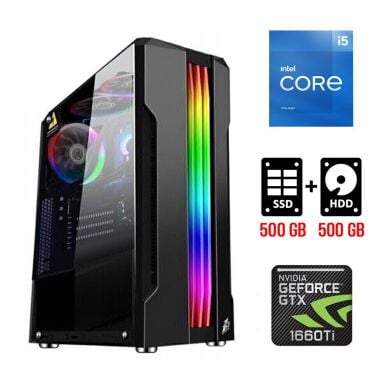 Ігровий ПК Tower / Intel Core i5-11400F (6 (12) ядер по 2.6 - 4.4 GHz) / 16 GB DDR4 / 500 GB SSD + 500 GB HDD / nVidia GeForce GTX 1660 Ti, 6 GB GDDR6, 192-bit Ігровий ПК Tower / Intel Core i5-11400F (6 (12) ядер по 2.6 - 4.4 GHz) / 16 GB DDR4 / 500 GB SSD + 500 GB HDD / nVidia GeForce GTX 1660 Ti, 6 GB GDDR6, 192-bit