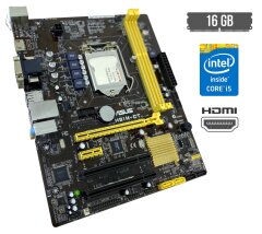 Комплект: Материнская плата Asus H81M-CT / Intel Core i5-4590S (4 ядра по 3.0 - 3.7 GHz) / 16 GB DDR3 / Intel HD Graphics 4600 / Socket LGA1150 / Кулер