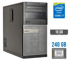 Компьютер Dell OptiPlex 9020 Tower / Intel Core i7-4790 (4 (8) ядра по 3.6 - 4.0 GHz) / 16 GB DDR3 / 240 GB SSD / Intel HD Graphics 4600 / 290W / DVD-RW / DisplayPort
