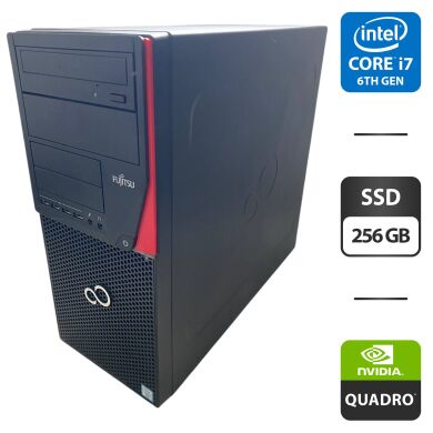 Комп'ютер Fujitsu Esprimo P756 E90 Tower / Intel Core i7-6700 (4 (8) ядра по 3.4 - 4.0 GHz) / 16 GB DDR4 / 256 GB SSD / nVidia Quadro K1200, 4 GB GDDR5, 128-bit / DVD-ROM