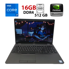 Мобільна робоча станція Dell Precision 3530 / 15.6" (1920x1080) IPS / Intel Core i7-8750H (6 (12) ядер по 2.2 - 4.1 GHz) / 16 GB DDR4 / 512 GB SSD / nVidia Quadro P600 Mobile, 4 GB GDDR5, 128-bit / WebCam / Win 11 Pro