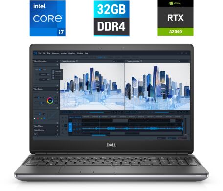 Мобильная рабочая станция Dell Precision 7560 / 15.6" (1920x1080) IPS / Intel Core i7-11850H (8 (16) ядер по 2.5 - 4.8 GHz) / 32 GB DDR4 / 512 GB SSD M.2 / nVidia RTX A2000, 4 GB GDDR6, 128-bit / WebCam / Windows 10 лицензия