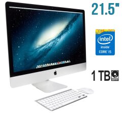 Моноблок Apple iMac A1418 / 21.5" (1920x1080) IPS / Intel Core i5-4570R (4 ядра по 2.7 - 3.2 GHz) / 8 GB DDR3 / 1000 GB HDD / Intel Iris Pro Graphics 5200 / WebCam / Встроенные колонки / Клавиатура и мышка в комплекте