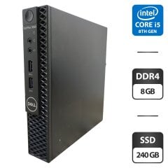 Неттоп Dell OptiPlex 3060 Micro USFF / Intel Core i5-8500T (6 ядер по 2.1 - 3.5 GHz) / 8 GB DDR4 / 240 GB SSD / Intel UHD Graphics 630 / Блок живлення