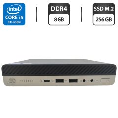 Неттоп HP ProDesk 600 G4 Desktop Mini USFF / Intel Core i5-8500T (6 ядер по 2.1 - 3.5 GHz) / 8 GB DDR4 / 256 GB SSD M.2 / Intel UHD Graphics 630