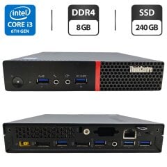 Неттоп Lenovo ThinkCentre M900 Tiny USFF / Intel Core i3-6100T (2 (4) ядра по 3.2 GHz) / 8 GB DDR4 / 240 GB SSD / Intel HD Graphics 530 / Блок питания